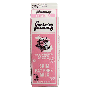 Guernsey Farms Dairy  skim fat free milk 1qt