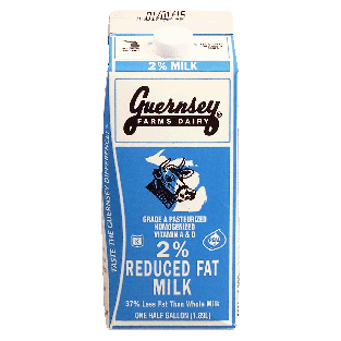 Guernsey Dairy Farms  2 % reduced fat milk, grade a pasteurized 0.5gal