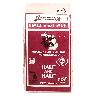 Guernsey Farms Dairy  half and half, grade A, pasteurized, homogeni1pt