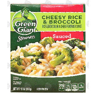 Green Giant Steamers cheesy rice & broccoli in a cheese flavored 10-oz