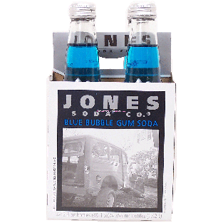 Jones  blue bubble gum soda, 4-pack 12-ounce glass bottles 48fl oz