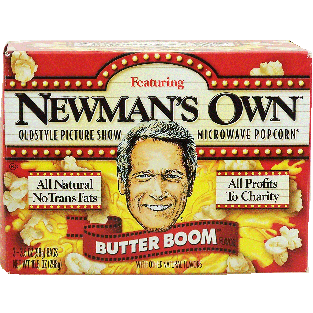 Newman's Own Microwave Popcorn butter boom 3-3.5 oz bags 10.5oz