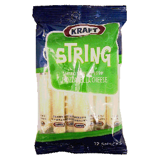 Kraft  mozzarella string cheese, 12 individually wrapped snacks 12oz