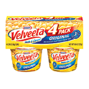 Velveeta Shells & Cheese original, microwaveable shell pasta & chee4pk