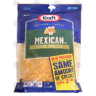 Kraft Natural Cheese mexican style, four cheese, finely shredded mo 8oz
