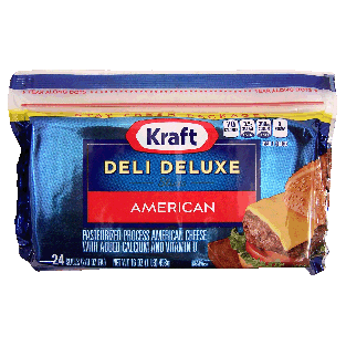 Kraft Deli Deluxe slices, pasteurized process american cheese with 16oz