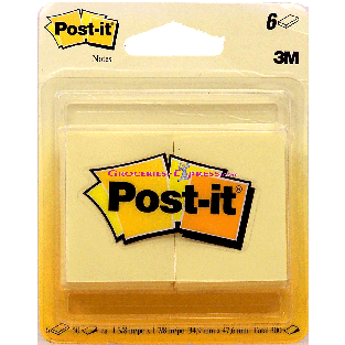 3m Post-it 6 50-count self adhesive notepads, 1 3/8 x 1 7/8 in  1ct