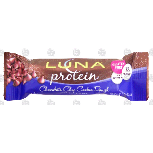 Luna Protein chocolate chip cookie dough high protein bar, glute1.59oz