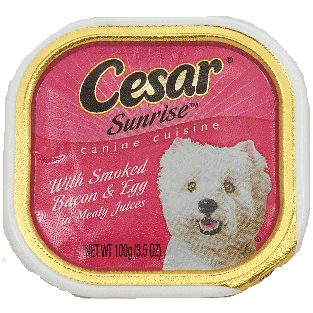 Cesar Sunrise dog food with smoked bacon & egg in meaty juices 3.5oz