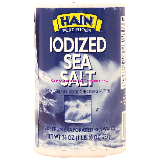 Hain  iodized sea salt, made from evaporated sea water 26oz
