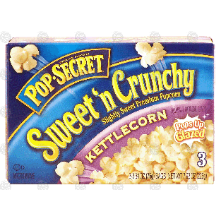 Pop-secret Sweet'n Crunchy kettlecorn, pops up glazed, 3-2.64 oz7.92oz