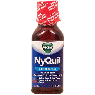 Vicks NyQuil cold & flu nighttime relief, acetaminophen, doxylam8fl oz