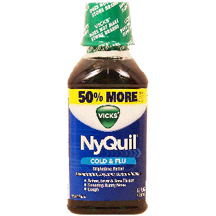 Vicks NyQuil cold & flu nighttime relief liquid, acetaminophen,12fl oz