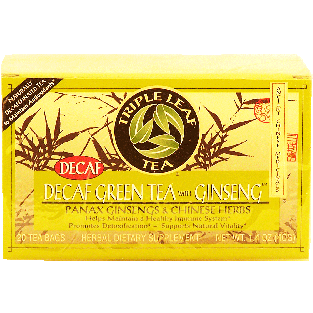 Triple Leaf Tea  decaf green tea with ginseng, panax ginsengs & c1.4oz