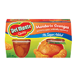 Del Monte Mandarin Orange No Sugar Added 4 Oz 4ct