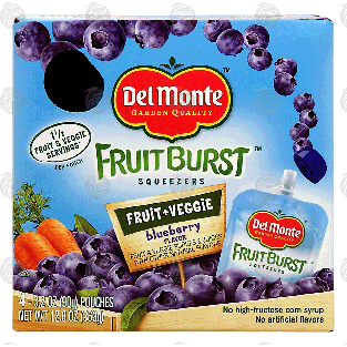 Del Monte Fruit Burst Squeezers blueberry flavor fruit & veggie 12.8oz