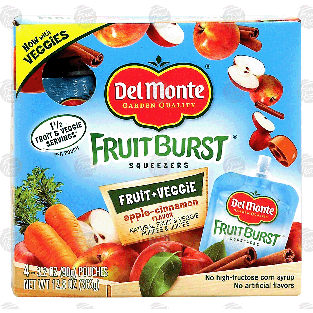 Del Monte Fruit Burst Squeezers apple-cinnamon flavor fruit & ve12.8oz