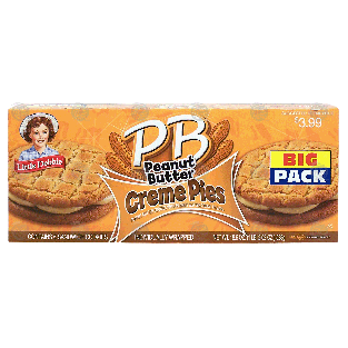 Little Debbie PB peanut butter creme pies, 6 sandwich cookies, i18.6oz