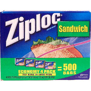 Ziploc  sandwich bags, economy 4-pack 500ct