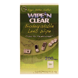 Wipe 'N Clear  lens wipe, biodegradable individually wrapped tiss200ct