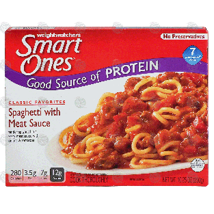 Weight Watchers Smart Ones spaghetti with meat sauce, with oni10.25-oz