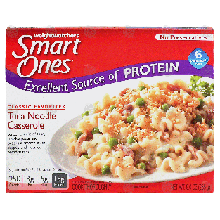 Weight Watchers Smart Ones tuna noodle casserole topped with toast9-oz