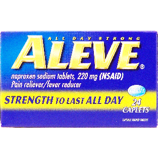 Aleve All Day Strong naproxen sodium caplets, 220 mg pain reliever24ct