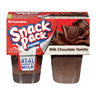 Snack Pack  milk chocolate variety, 4 3.25-oz. cups. 13oz