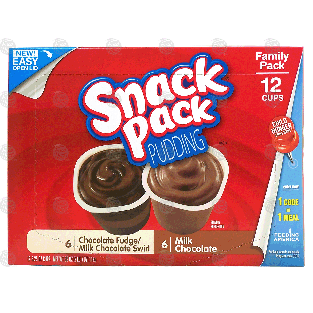 Snack Pack  pudding 3.25-oz. cups, chocolate fudge & milk chocolat39oz