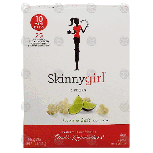 Skinnygirl  lime & salt flavored popcorn, 100% whole grain, 10 min15oz
