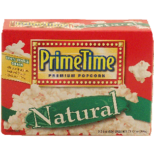 Prime Time  natural microwave popcorn, 3-2.4 oz bags, 100% whole 7.2oz