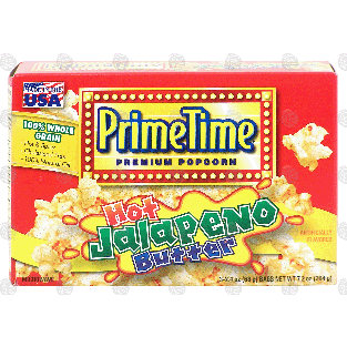 Prime Time  hot jalapeno butter popcorn, 3-2.4 oz bags, 100% whol7.2oz