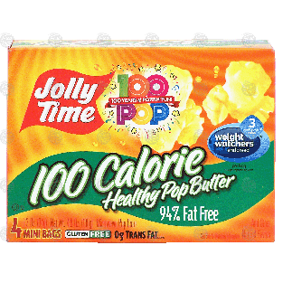 Jolly Time Microwave Pop Corn Healthy Pop Butter 100 Calorie, 4 m4.8oz