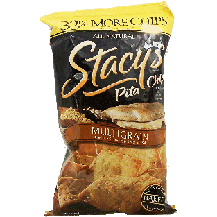 Stacy's Multigrain pita chips made from a blend of 6 grains topped 8oz