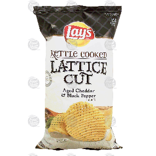 Lay's Kettle Cooked lattice cut; aged cheddar & black pepper flavor 7oz