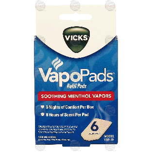 Vicks VapoPads refill pads, soothing menthol vapors  6ct