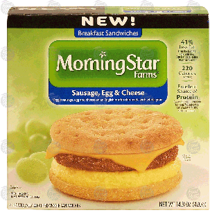 Morningstar Farms Breakfast Sandwiches sausage, egg & cheese; v14.8-oz