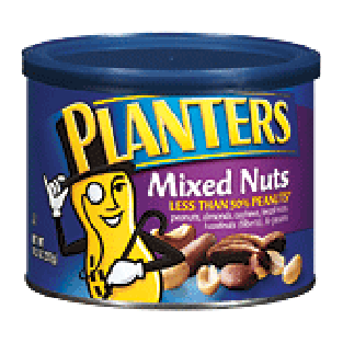 Planters  mixed nuts, less than 50% peanuts, almonds, cashews, b10.3oz