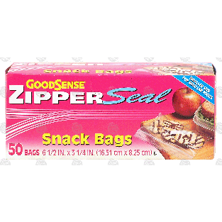 Goodsense Zipper Seal snack bags, 6 1/2 in x 3 1/4 in  50pk