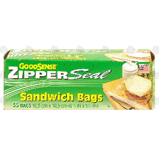 Goodsense Zipper Seal sandwich bags, 6 1/2 in x 5 7/8 in  35pk