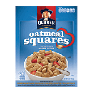 Quaker oatmeal squares crunchy oat cereal with just a hint of br14.5oz