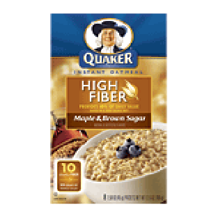 Quaker High Fiber maple & brown sugar flavor instant oatmeal, 8-12.6oz