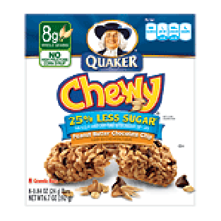 Quaker Chewy peanut butter chocolate chip granola bars, 8-count, 6.7oz