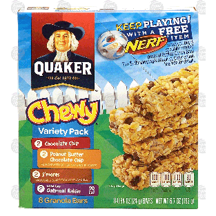 Quaker Chewy variety pack granola bars, 8 .84-oz bars 6.7oz