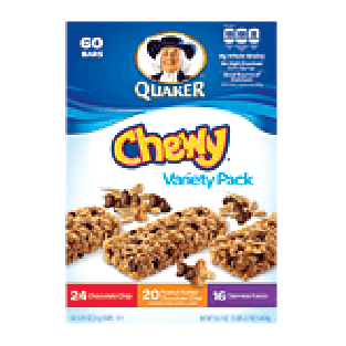 Quaker Chewy granola bars, 24 chocolate chip, 20 peanut butter c50.7oz