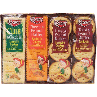 Keebler  variety pack sandwich crackers; club cheddar, cheese pean11oz