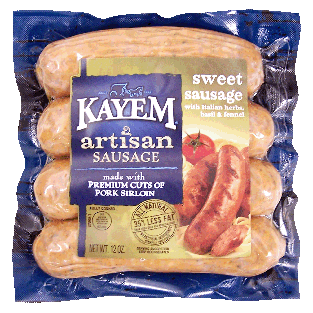 Kayem Artisan Sausage sweet sausage with italian herbs, basil & fe12oz