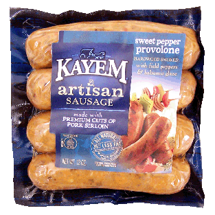 Kayem Artisan Sausage sweet pepper provolone, hardwood smoked with12oz