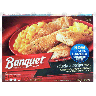 Banquet chicken strips meal with macaroni & cheese sauce ...