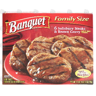 Banquet Family Size 6 salisbury steaks & brown gravy 27-oz
